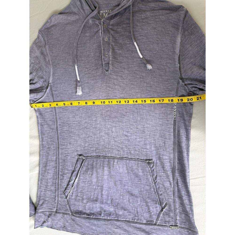 Buckle Black No. 48 Hoodie Mens' Medi Slim Fit Gray Distressed Kangaroo Pocket - Picture 10 of 12